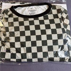 Unbranded bamboo‎ long sleeve pajama set, dark green and light green checks 4T